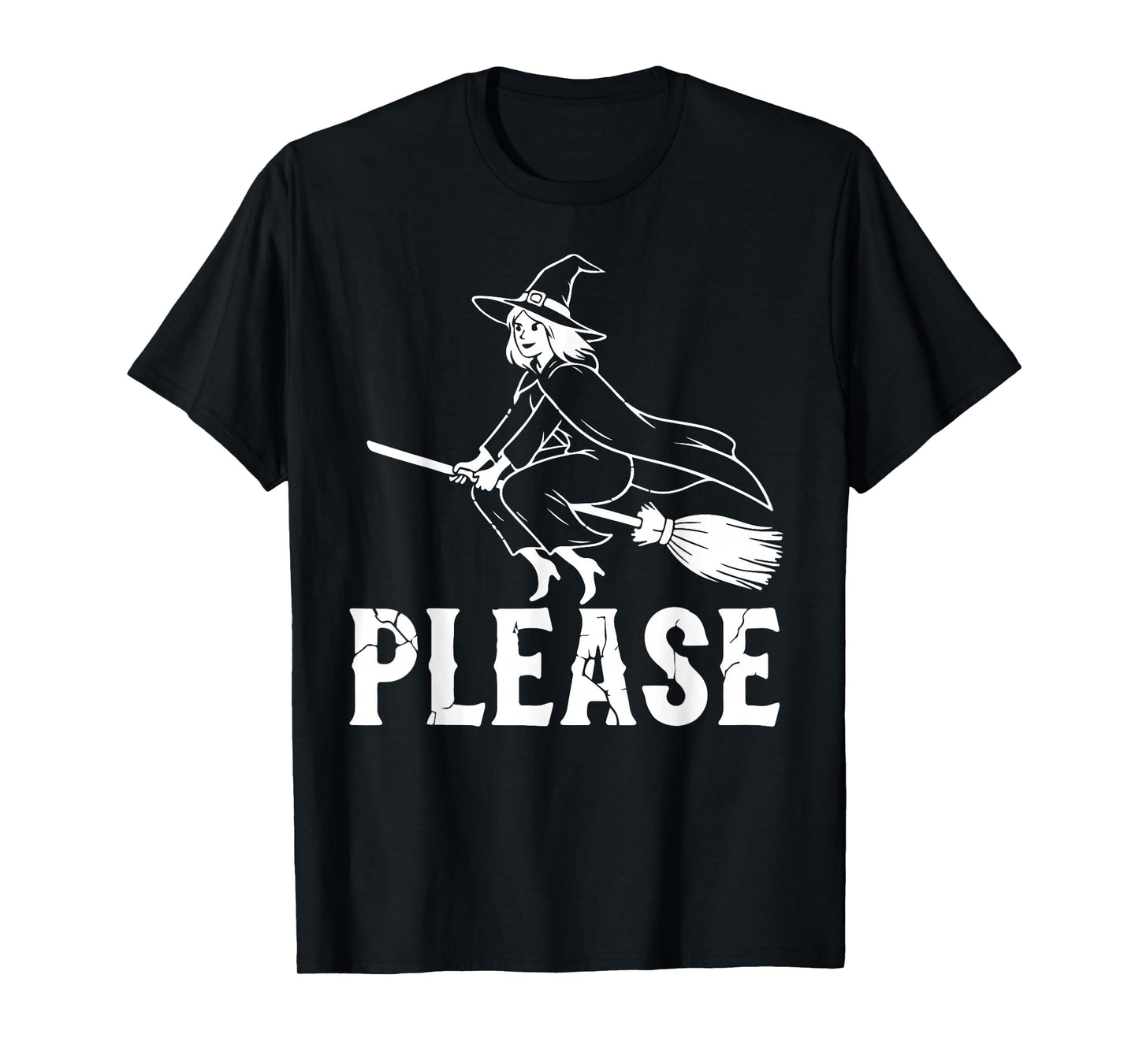 Dark Humor Witch Riding a Broom Graphic Halloween T-Shirt