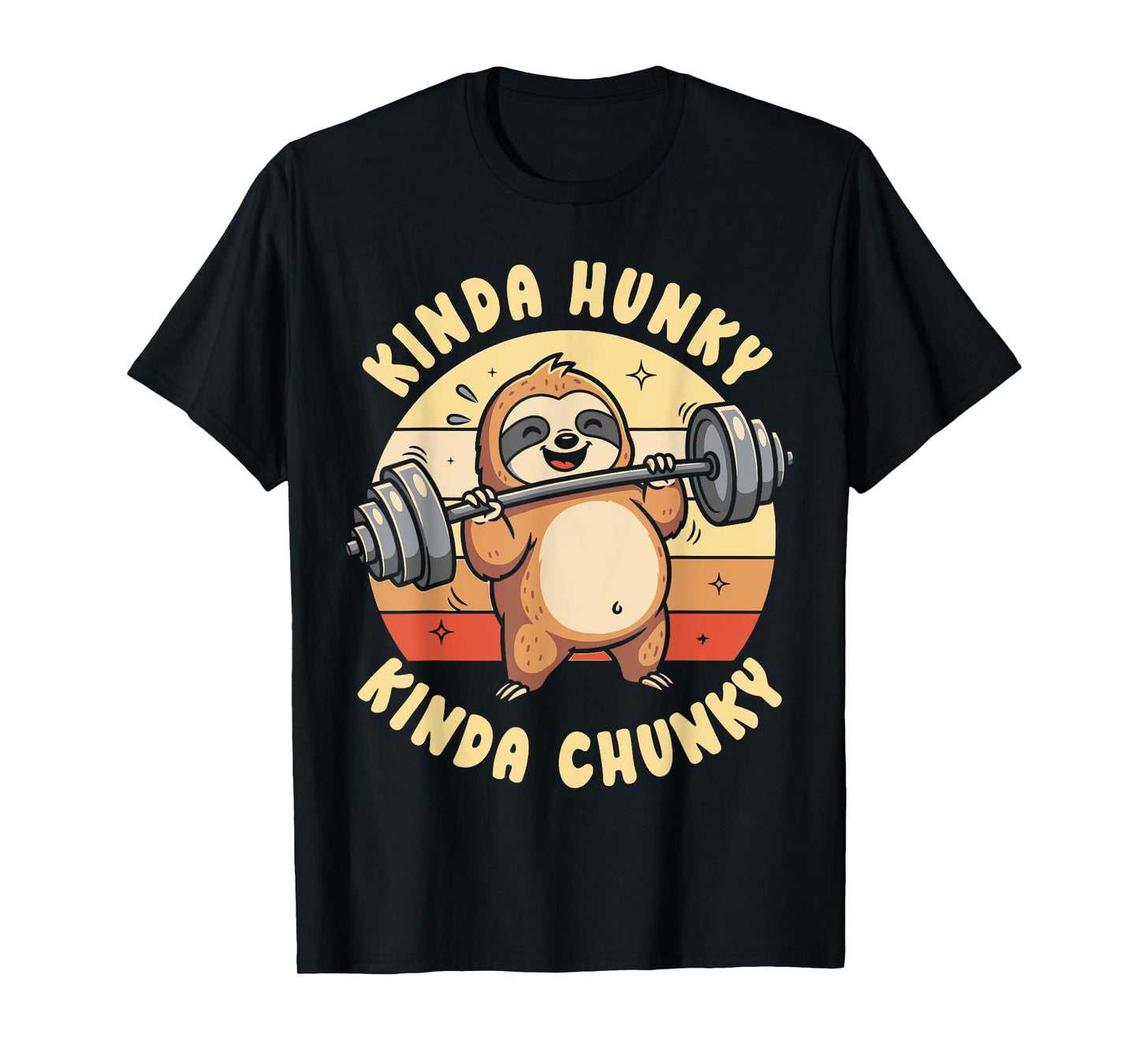 Kinda Hunky Kinda Chunky Sloth Weightlifting Gym Vintage T-Shirt