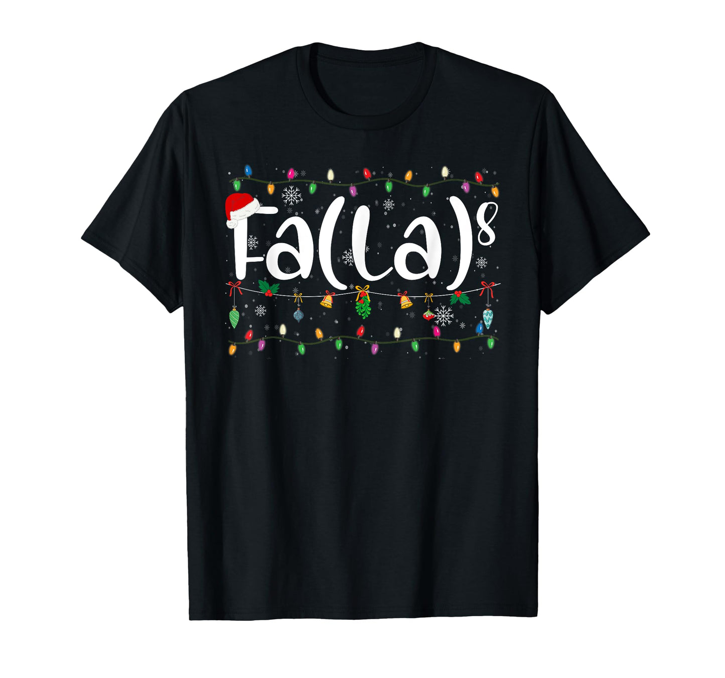 Funny Christmas Lights FA (La) 8 Santa Hat Math Teacher Kid T-Shirt
