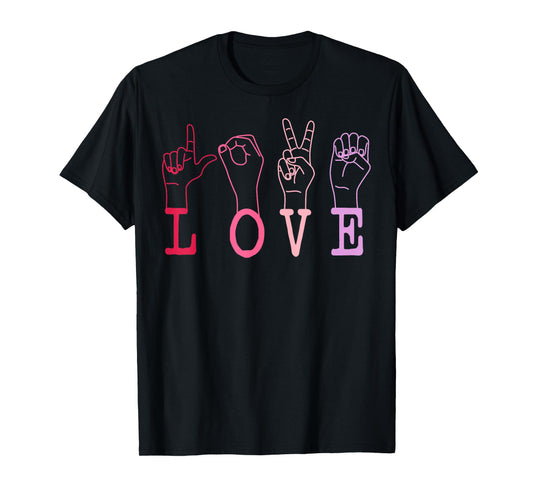 Vintage Valentine's Day Sign Language ASL Love Gift T-Shirt