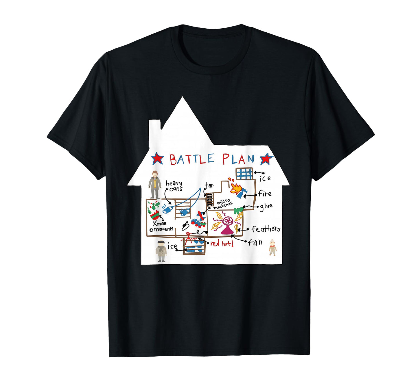 Funny Battle Plan Christmas Home Kids Hand Drawn Alone Xmas T-Shirt