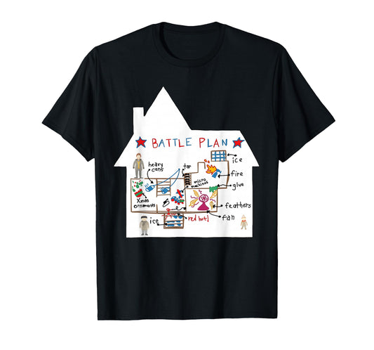 Funny Battle Plan Christmas Home Kids Hand Drawn Alone Xmas T-Shirt