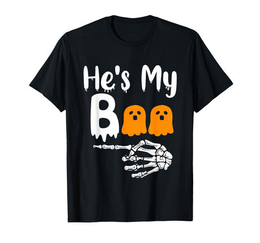 She's My Boo Matching Halloween Pajama Couples He's My Boo T-Shirt