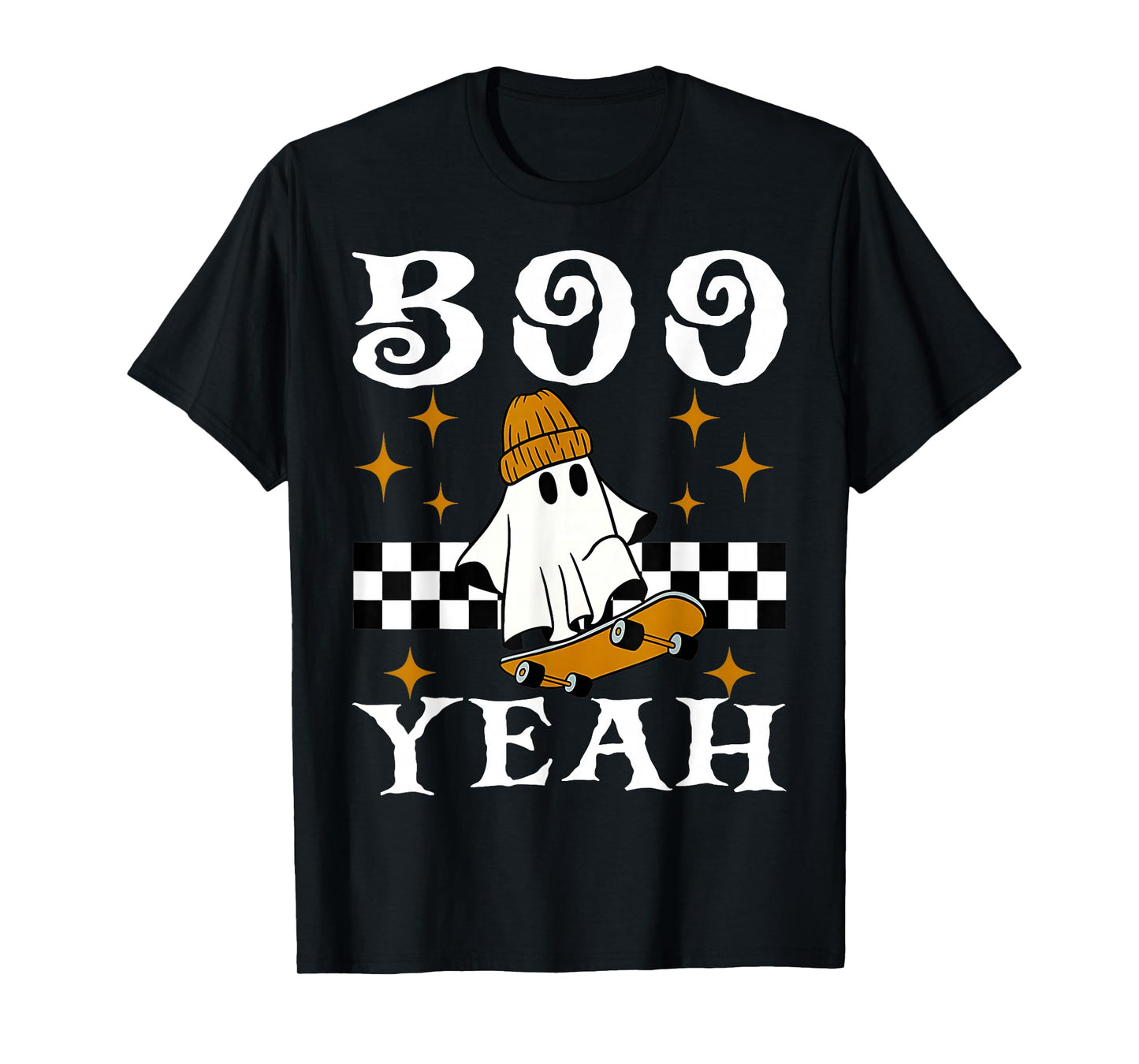 Boo Yeah Halloween Ghost Boys Retro Skateboard Toddler Kids T-Shirt