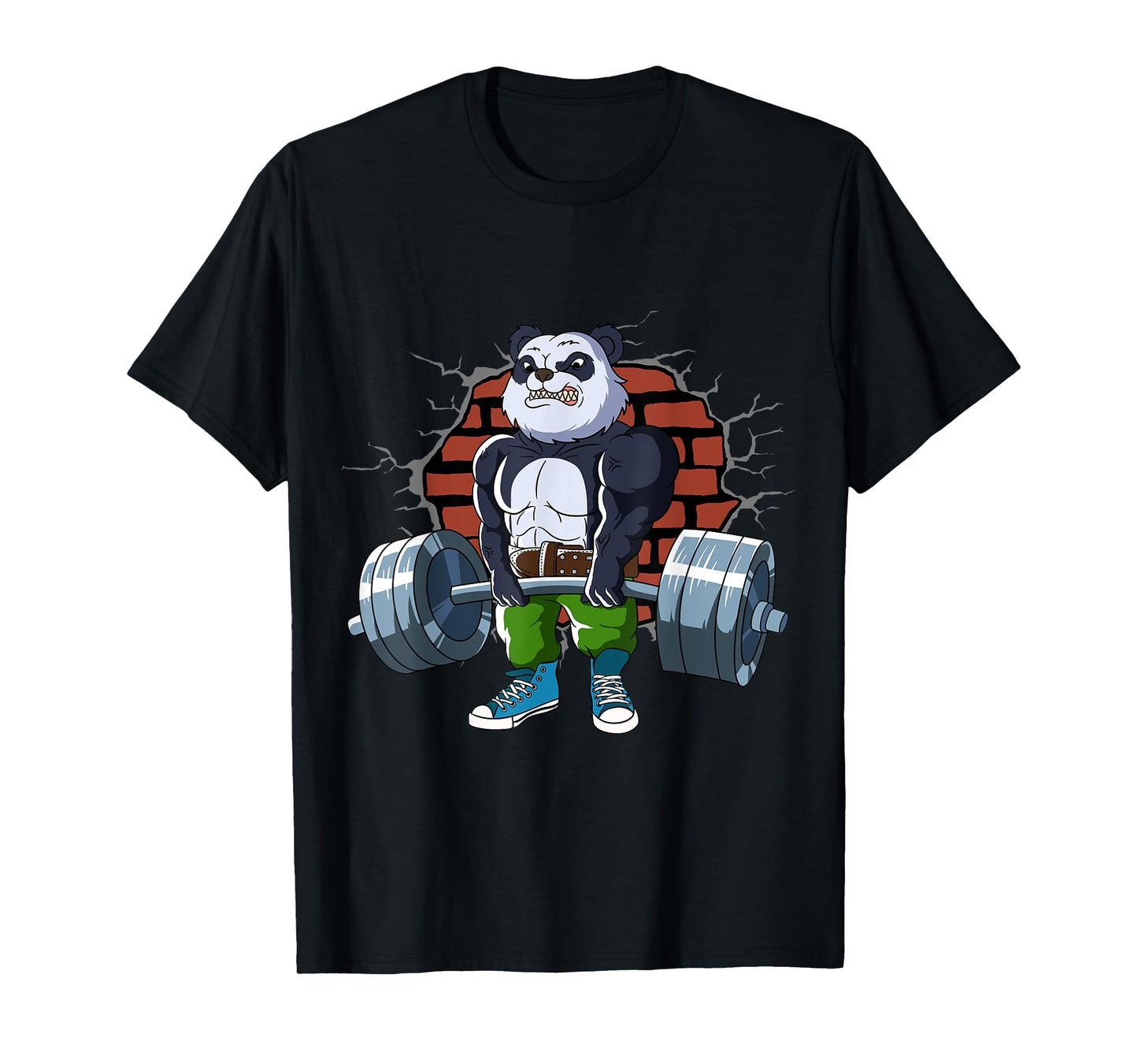 Bodybuilding and weightlifting designs Fitness Panda gains doing Deadlift Workout Training Gym T-Shirt
