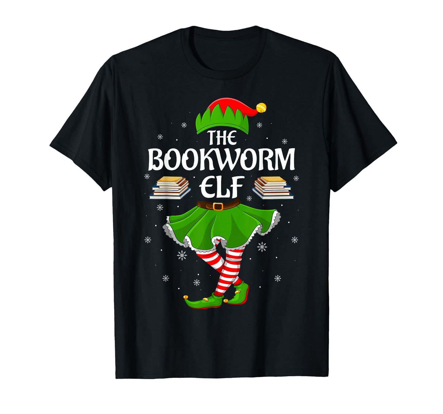 Bookworm Elf Christmas Family Girls Women Elf Squad Xmas T-Shirt