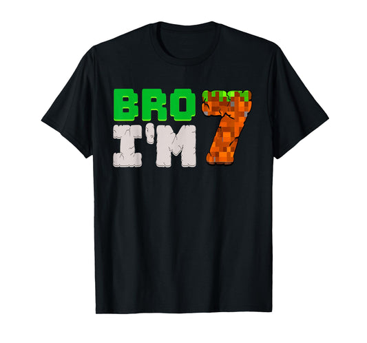 Birthday Boy 7th Birthday I'm 7 Year Old Gamer Pixel Number T-Shirt