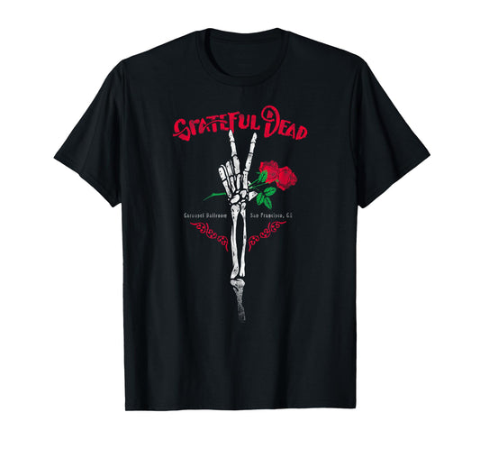 Grateful Dead Skeleton Hand Peace with Roses Vintage Band T-Shirt