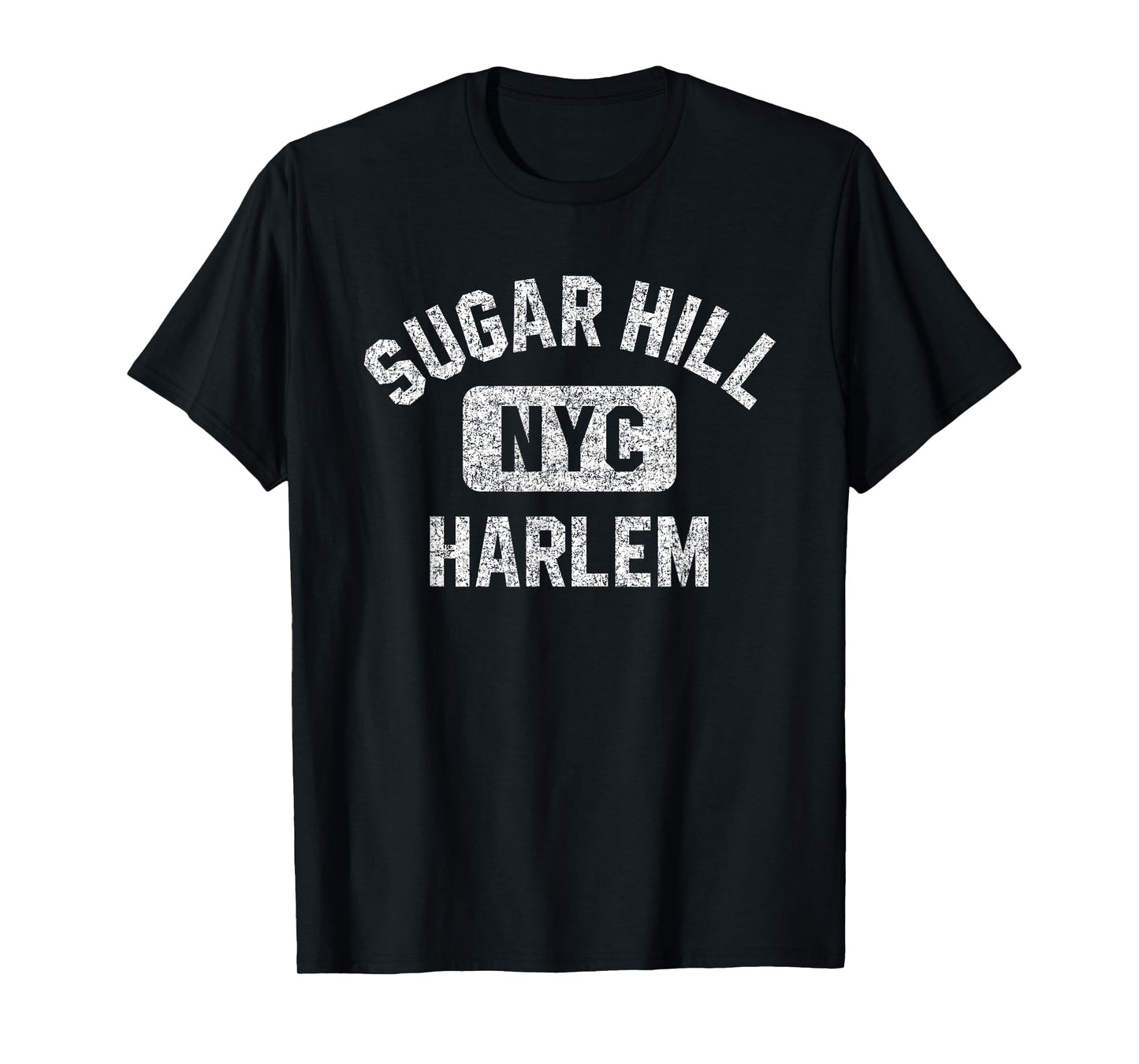 Sugar Hill Harlem NYC Gym Style Distressed White Print T-Shirt
