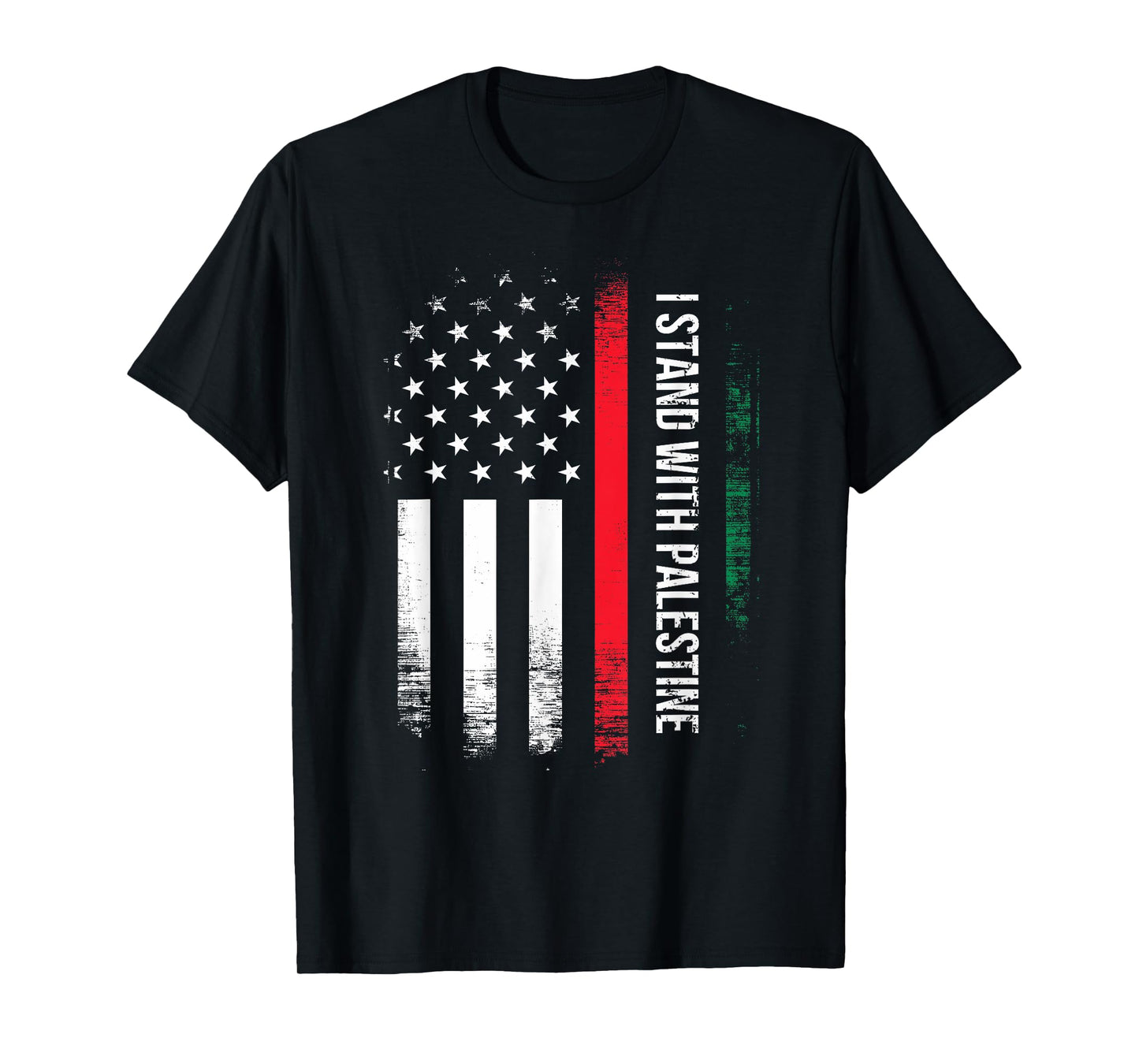 I Stand With Palestine American Flag Arabic Freedom Women Kids Men T-Shirt