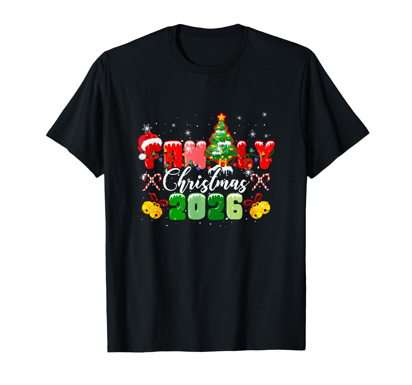 Family Christmas 2026 Colorful Lights Xmas Tree Lover Kids T-Shirt