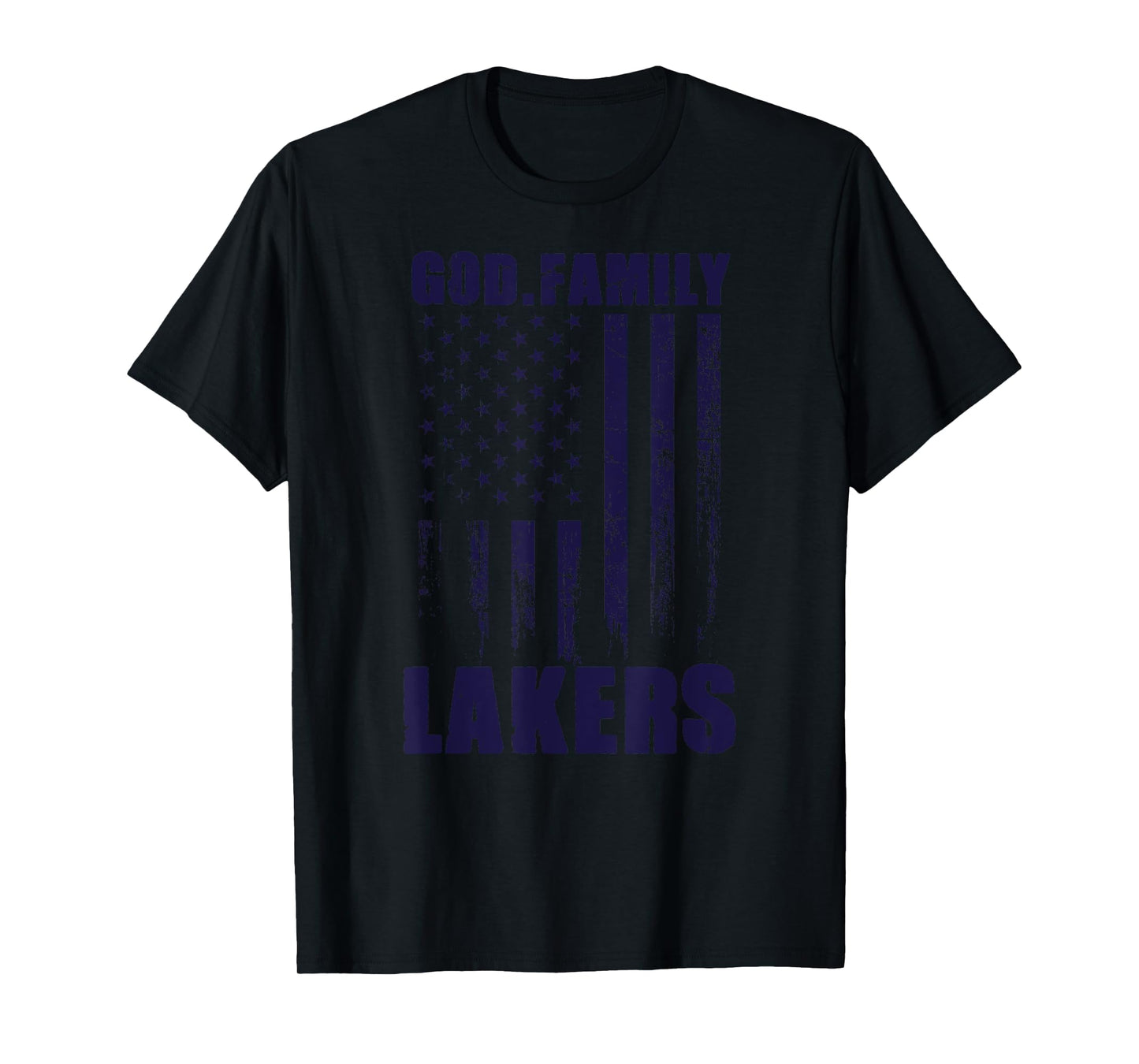 Russell County Lakers God. Family. Vintage USA Flag T-Shirt