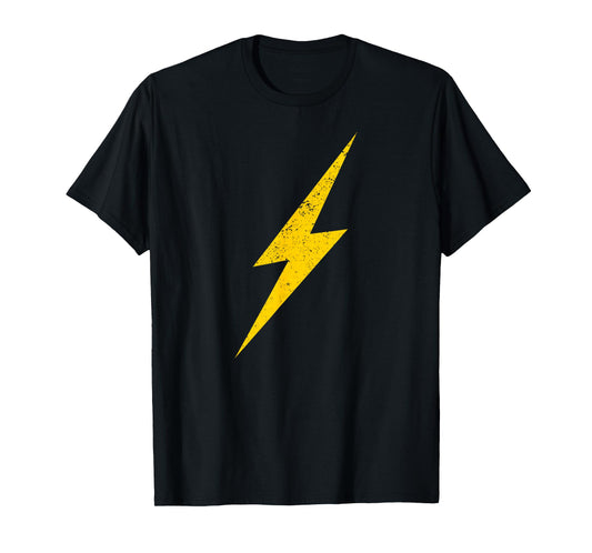 Yellow Lightning Bolt Electrical Storm Graphic Icon T-Shirt