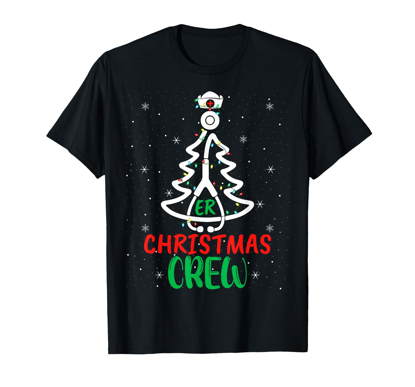 ER Nurse Christmas Crew Nurse Stethoscope Xmas Tree Nursing T-Shirt