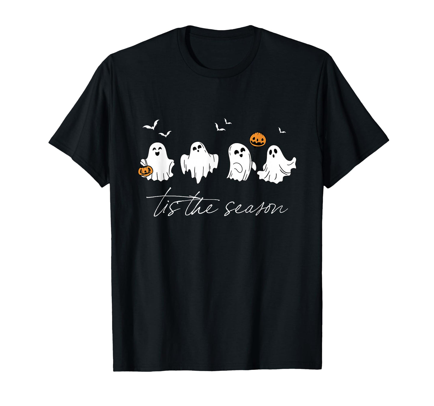 Retro Ghosts Tis The Season Halloween Pumpkin Trick Or Treat T-Shirt