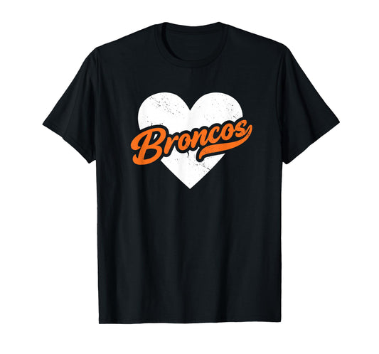 Vintage Broncos High School Go Broncos Pride Heart T-Shirt
