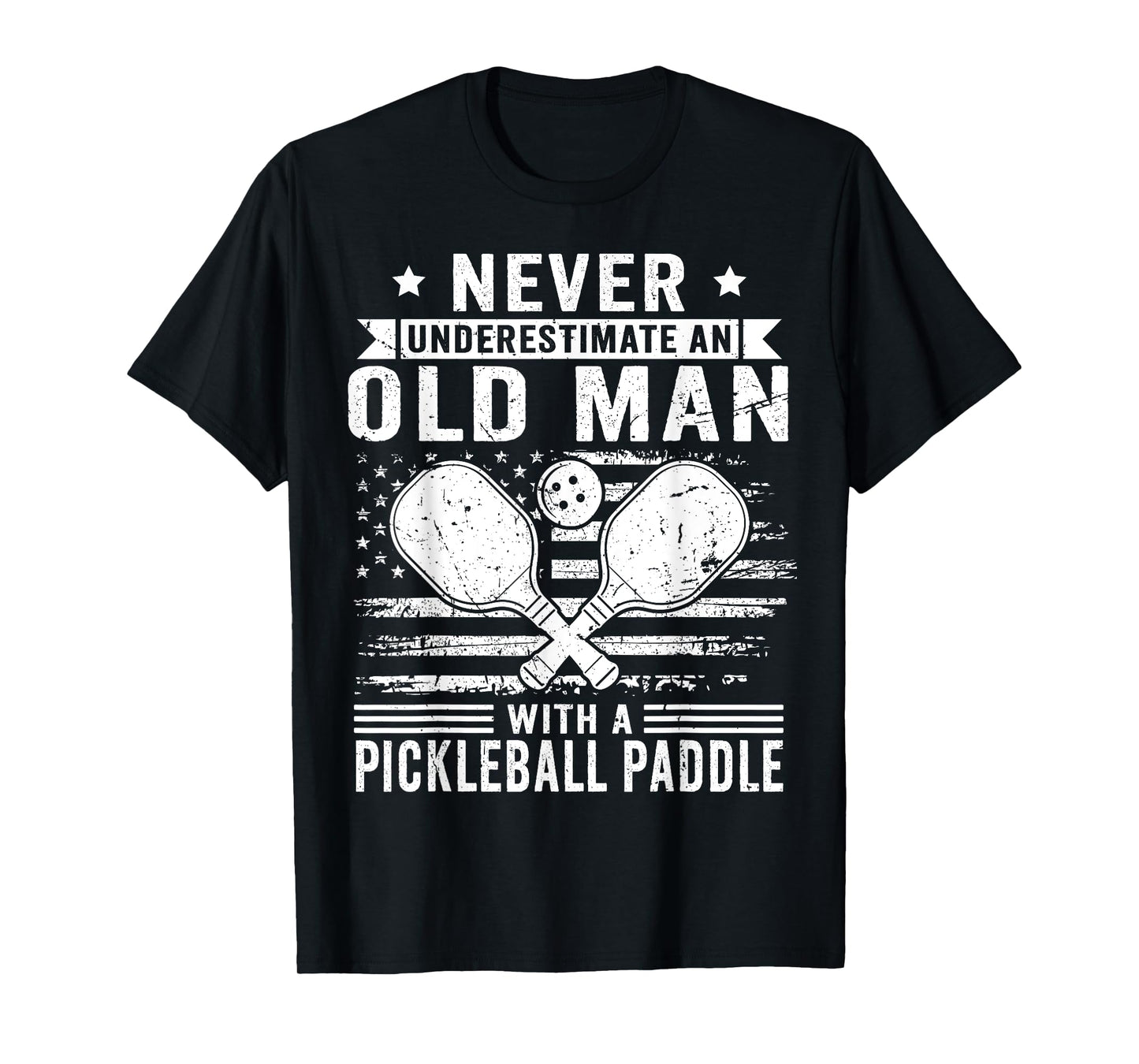 Old Man With A Pickleball Paddle - Grandpa Pickleball Player T-Shirt