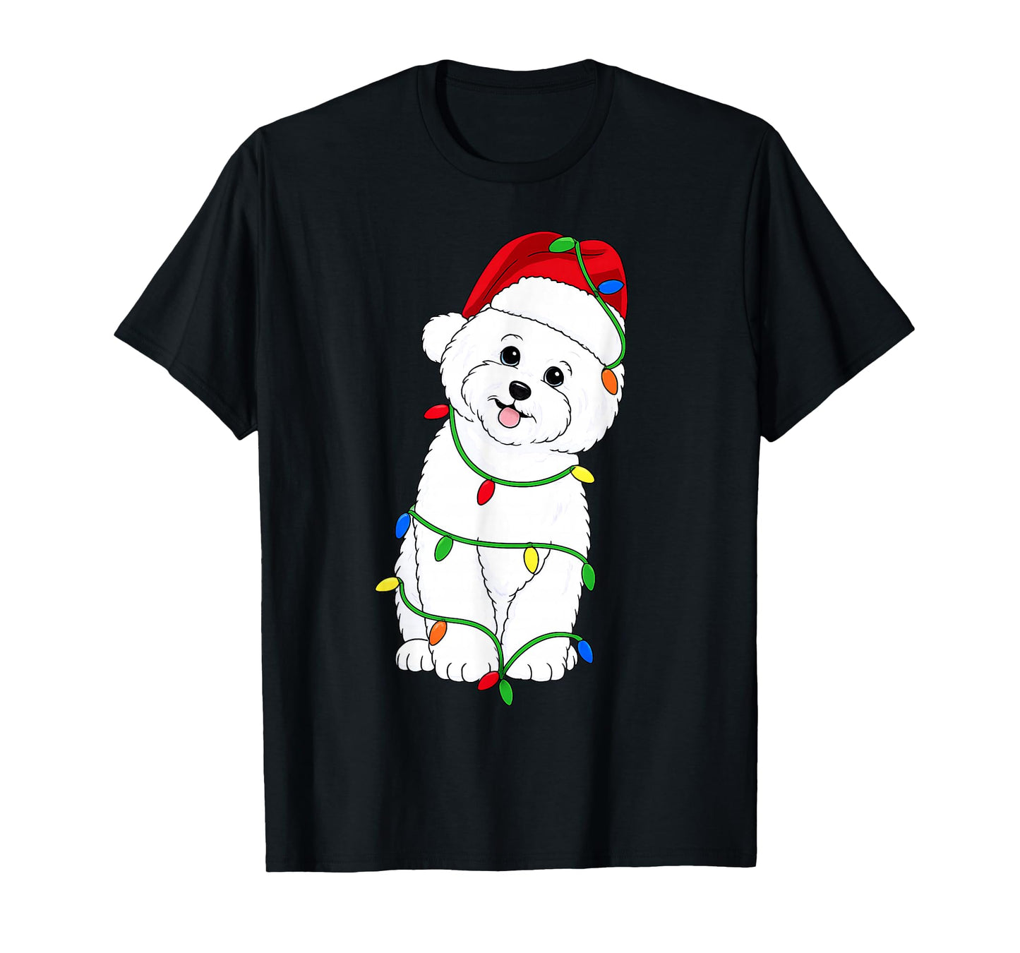 Bichon Frise Christmas Tree Lights Holiday Dog Lover T-Shirt