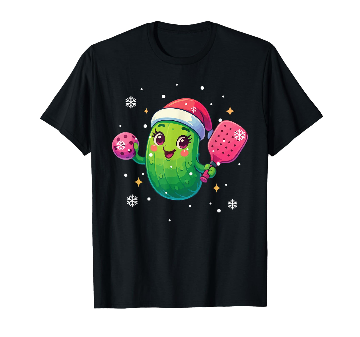Pickleball Santa Hat Xmas Funny Pickleball Lover Christmas T-Shirt