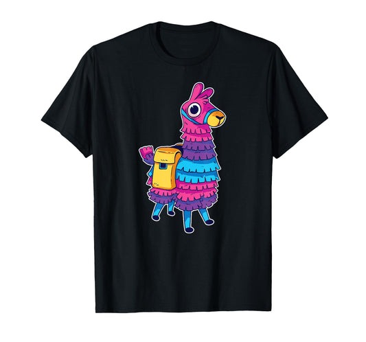 Funny Loot Llama Pinata With Yellow Saddlebag Artwork T-Shirt