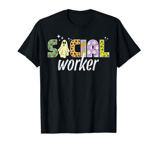 Halloween Social Worker Ghost Advocate Costume Women Men T-Shirt