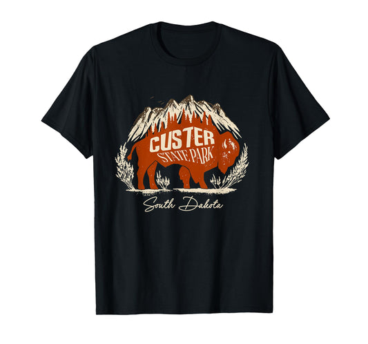 Bison And Mountains Custer State Park South Dakota Vintage T-Shirt