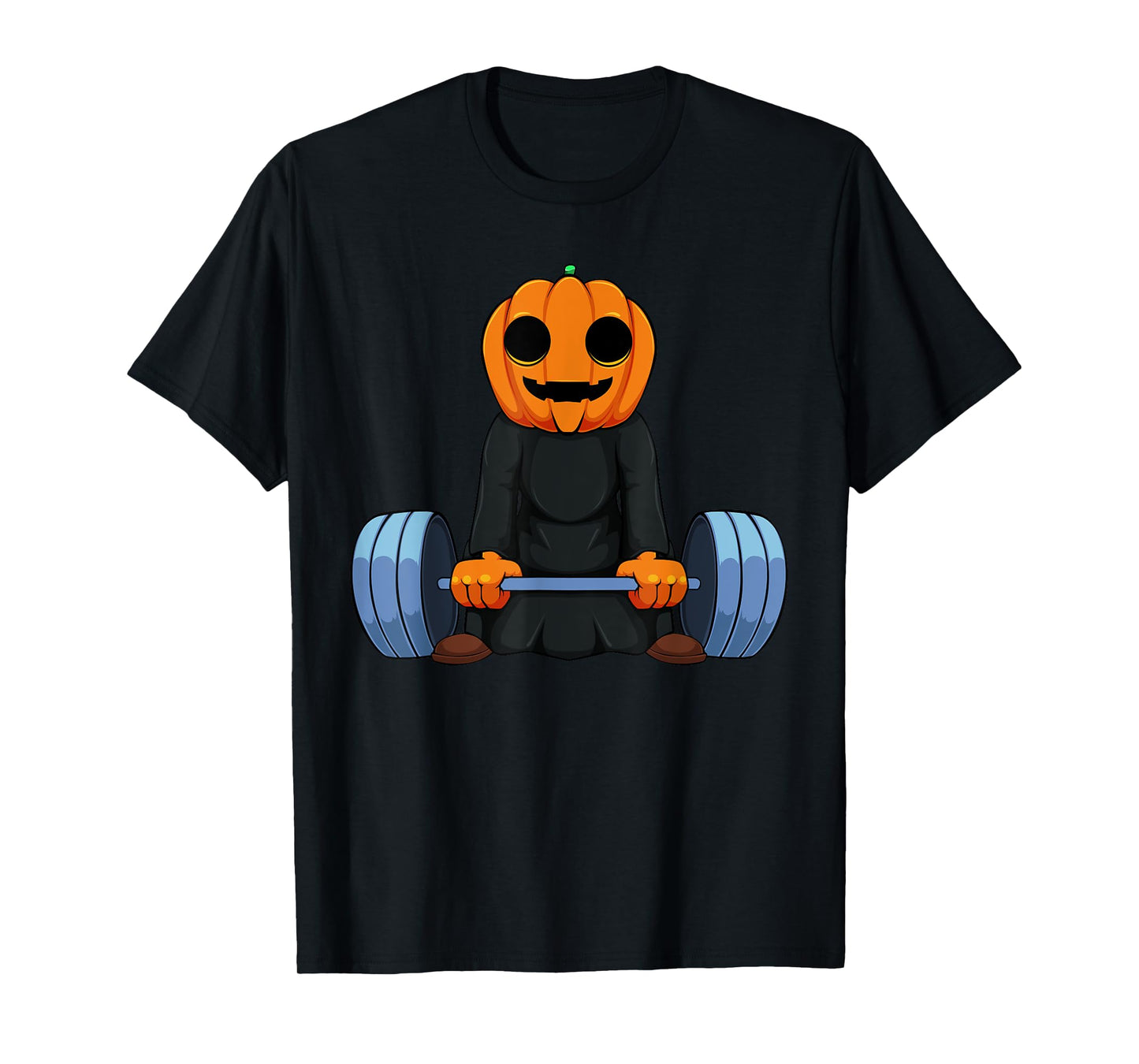 Pumpkin Weight Lifting Halloween Costume Barbell Workout T-Shirt