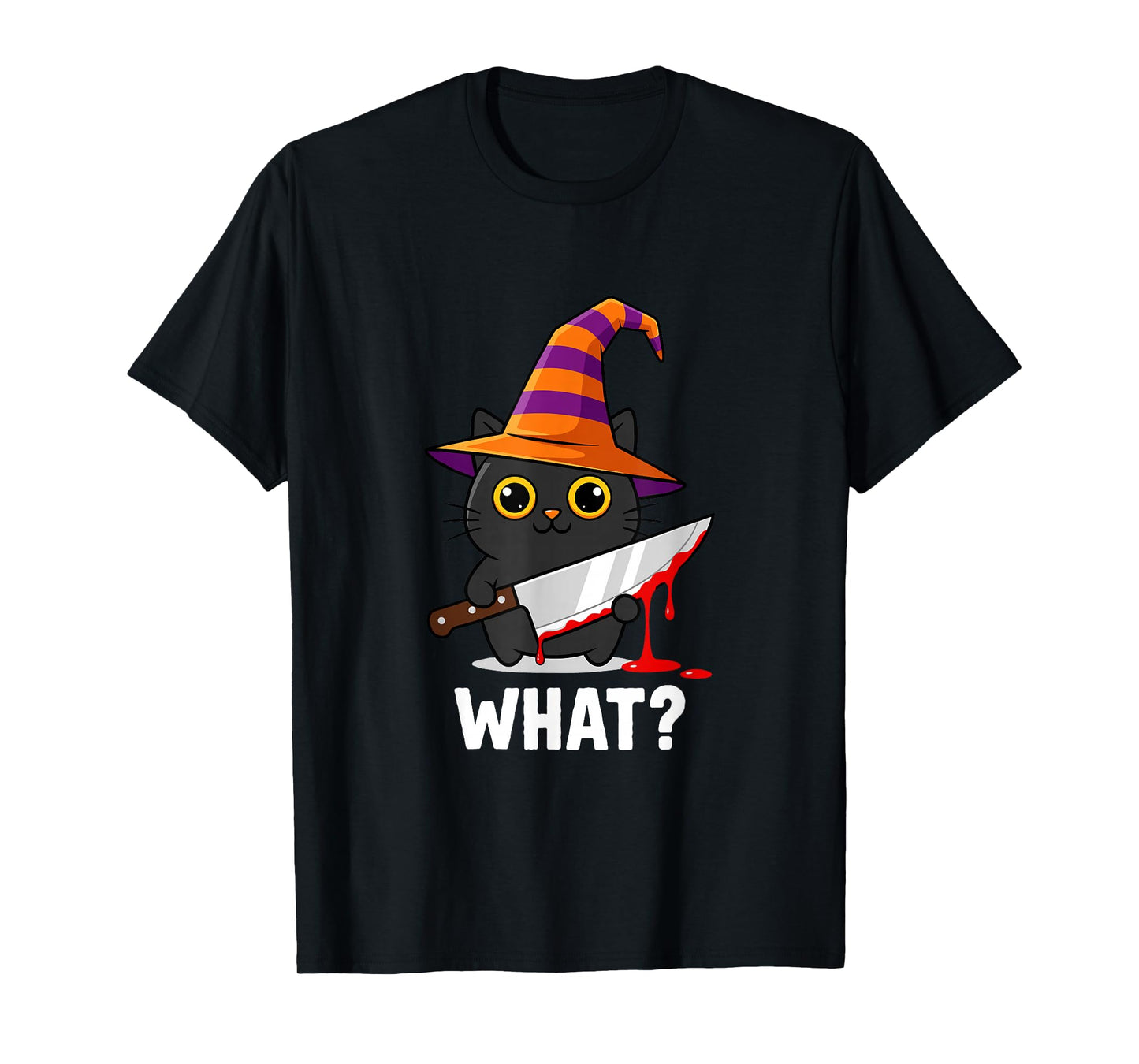 Halloween Witch Cat What Funny Spooky Cat Design T-Shirt
