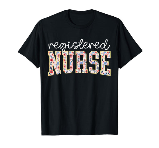 RN Nurse Floral Print Registered Nurse Nursing School Women T-Shirt