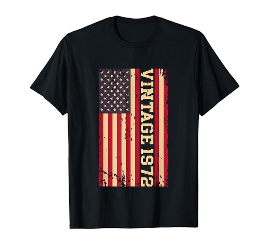 1972 Vintage 53rd Birthday 53 Years Old American USA Flag T-Shirt