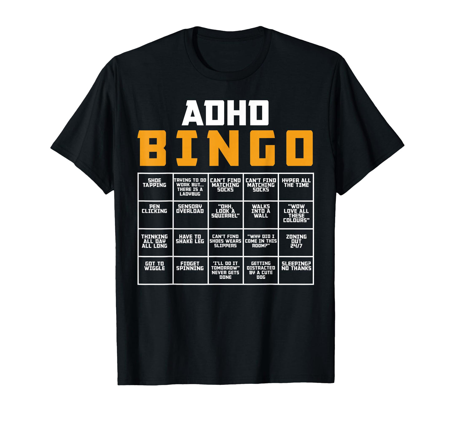 World Mental Health Awareness Day ADHD Bingo Funny T-Shirt