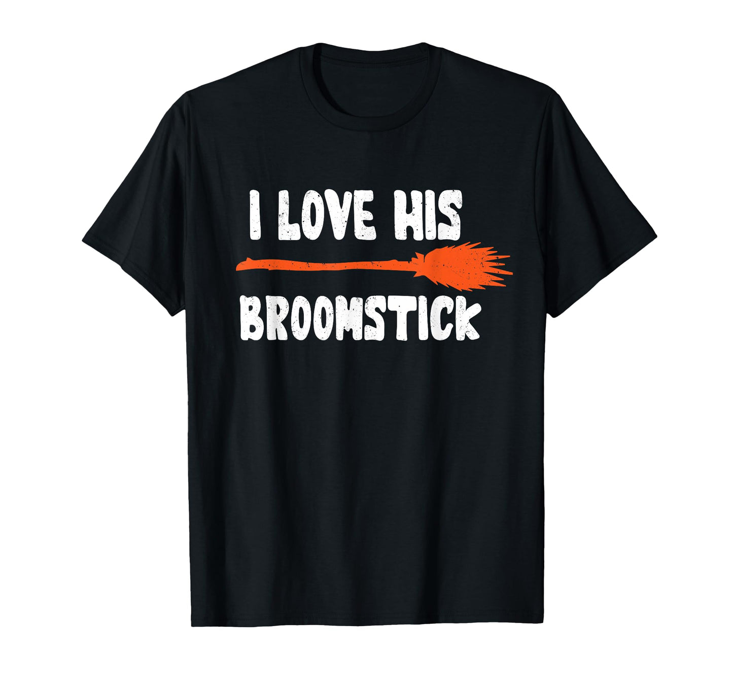 I Love His Broomstick Funny Halloween Witch Couple Matching T-Shirt