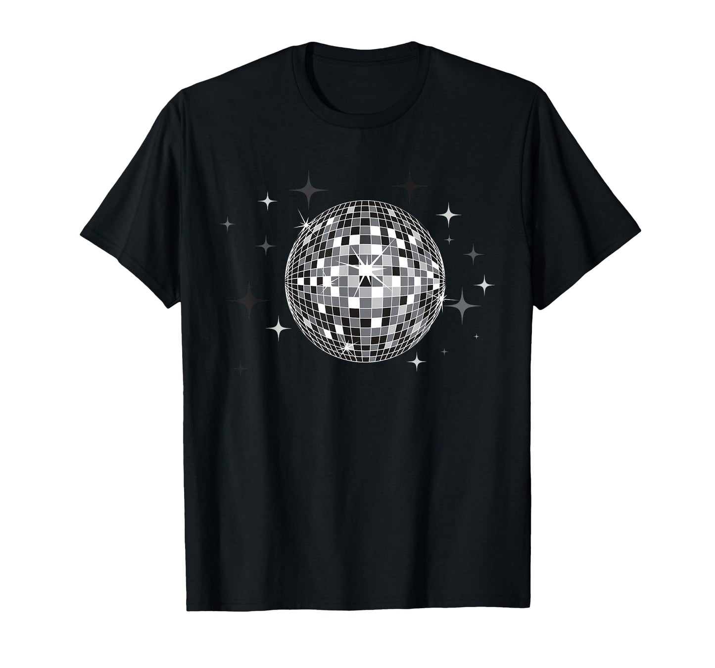 Black and White Disco Ball Club Retro T-Shirt