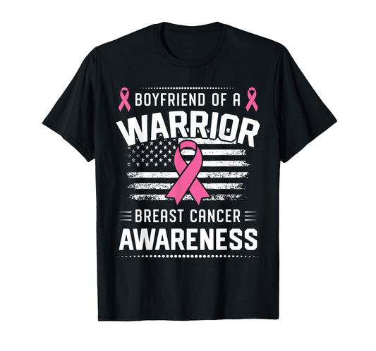 Boyfriend Of A Warrior Breast Cancer Awareness Boyfriend T-Shirt