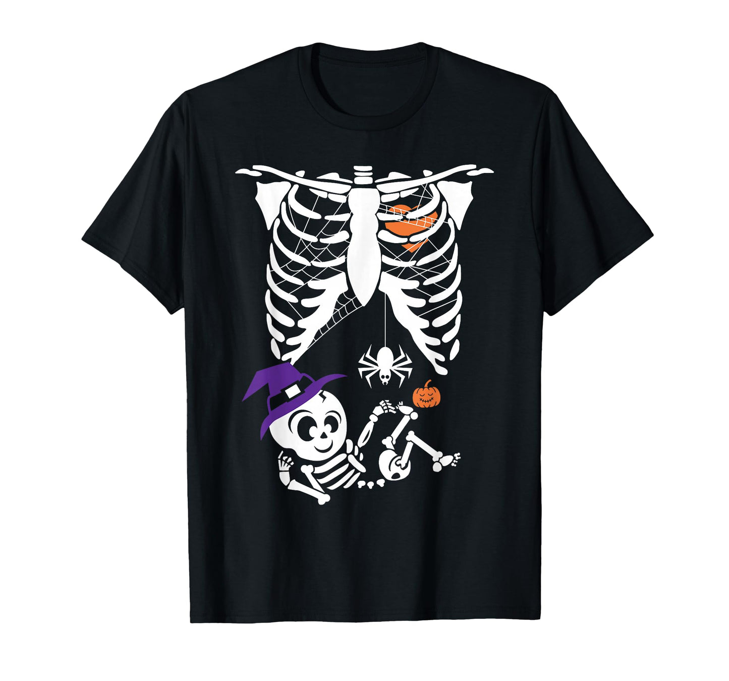 Cute Pregnant Skeleton Pregnancy Baby Announcement Halloween T-Shirt
