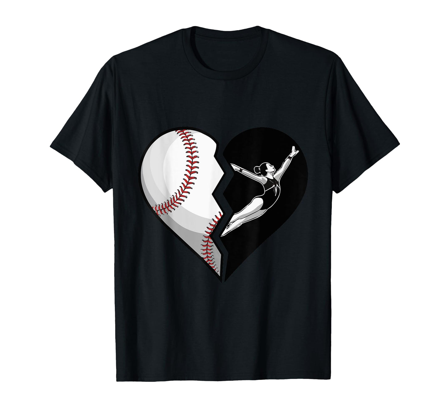 Baseball Gymnastics Mom Heart Sports Supporter for Mom Mama T-Shirt
