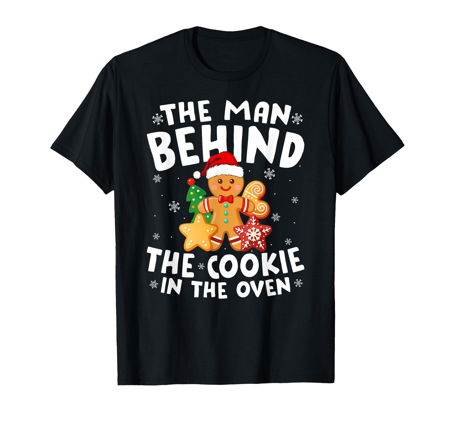 Pregnancy Christmas Pajamas Man Behind Cookie Dad to Be Xmas T-Shirt