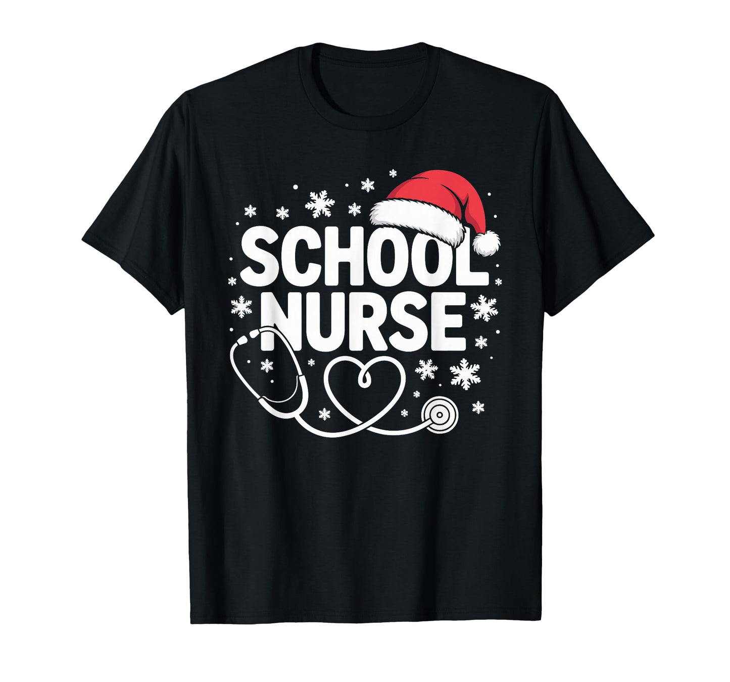 School Nurse Christmas Santa Cap Nursing Humor Xmas T-Shirt
