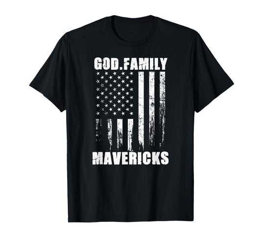 Marshall Mavericks God. Family. Vintage USA Flag T-Shirt