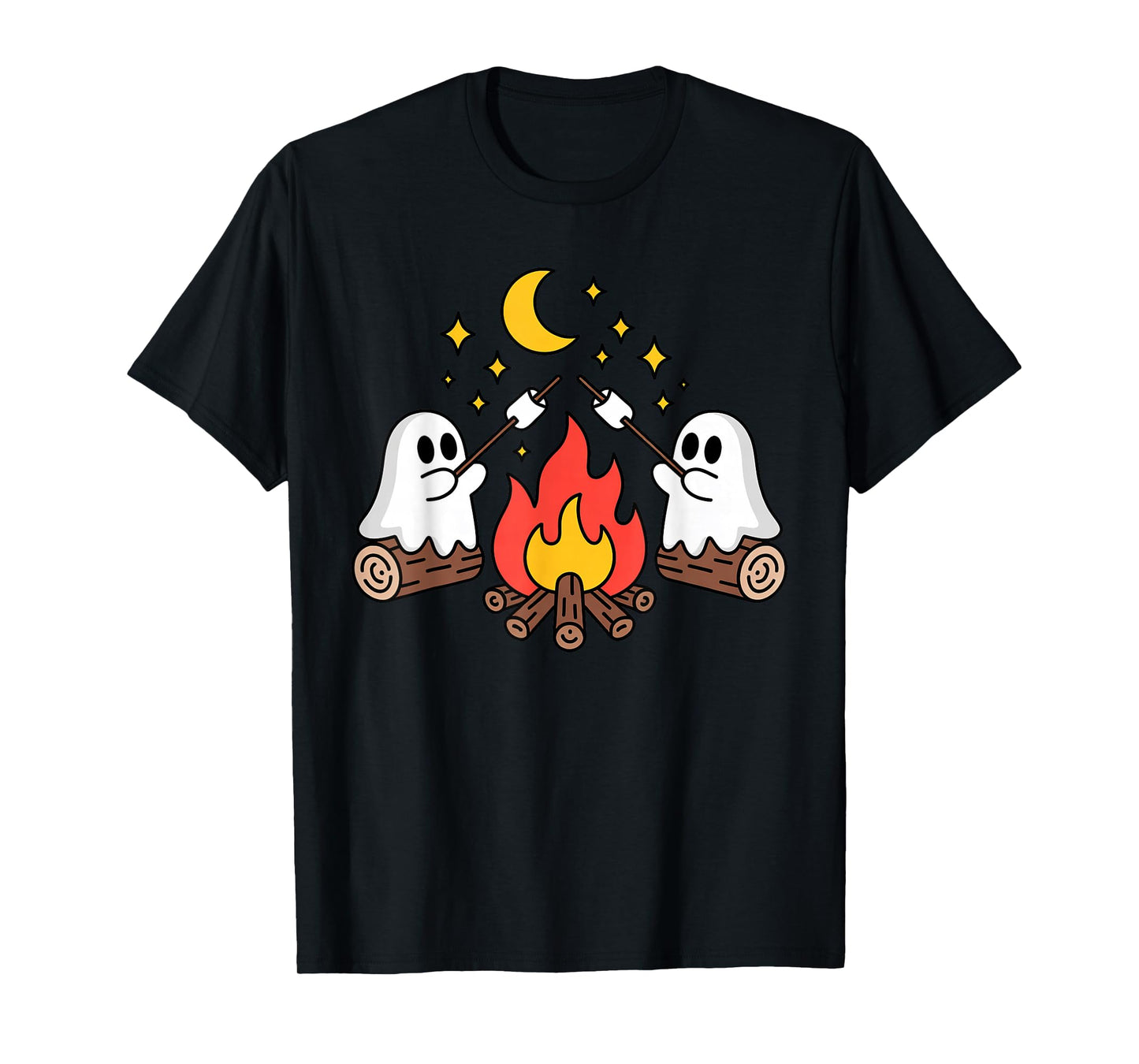 Toddler Kids Ghost Camping Campfire Spooky Halloween Costume T-Shirt
