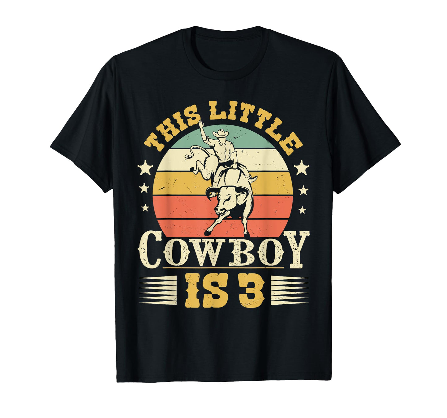 This Little Cowboy Is 3 Western Country Rodeo 3rd Birthday T-Shirt