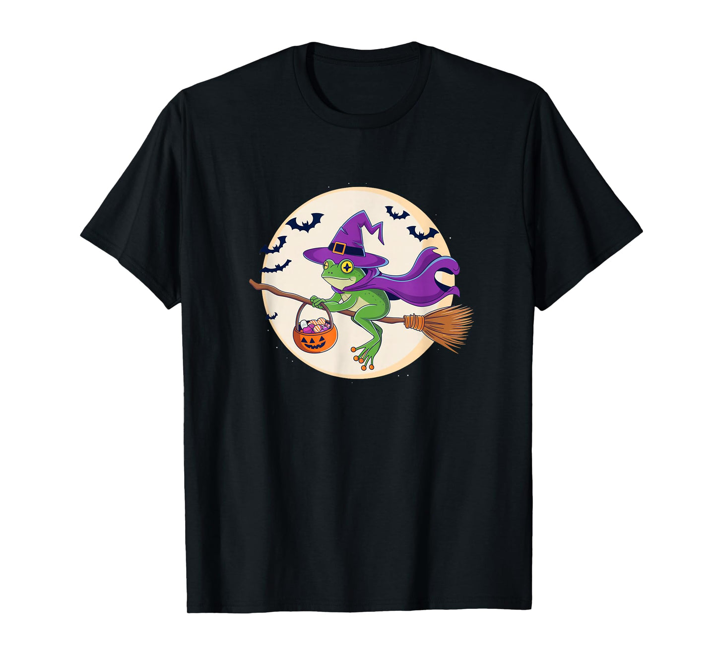 Frog Witch Hat Pumpkin Halloween Costume Men Women Kids T-Shirt