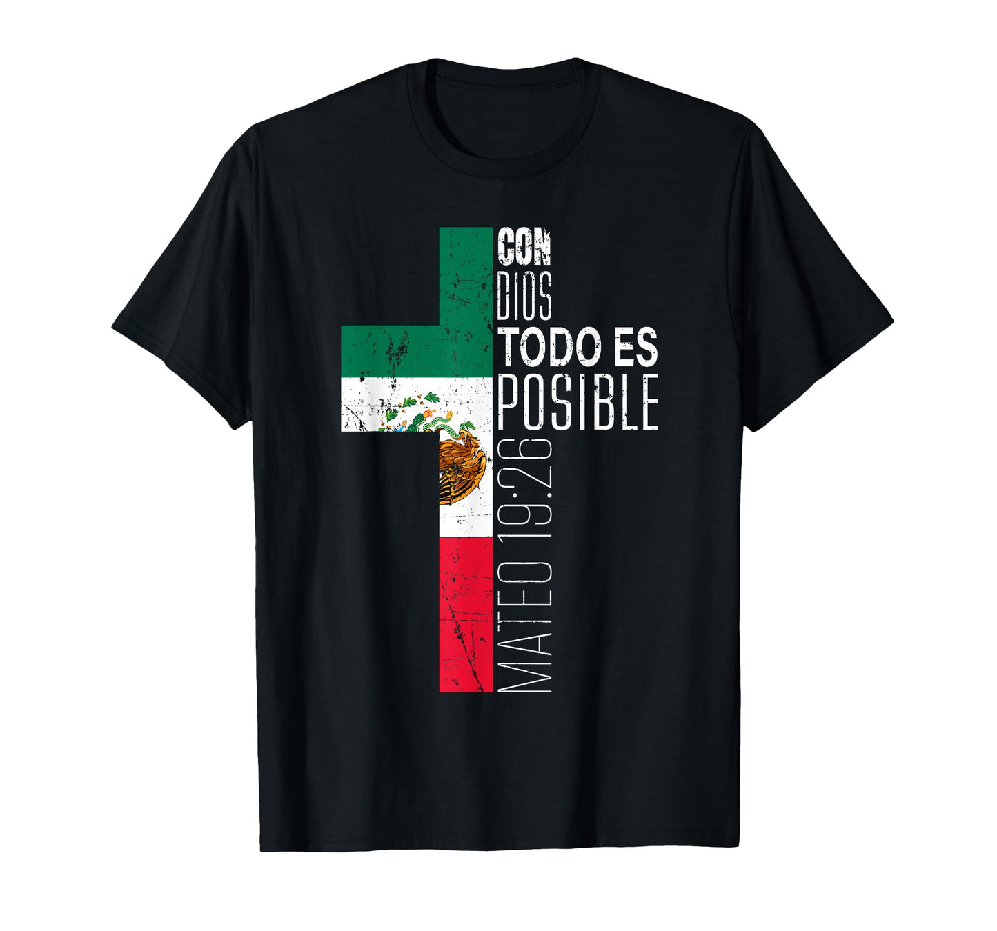 Vintage Christian Spanish Gifts Women Men Kids Mexican Flag T-Shirt