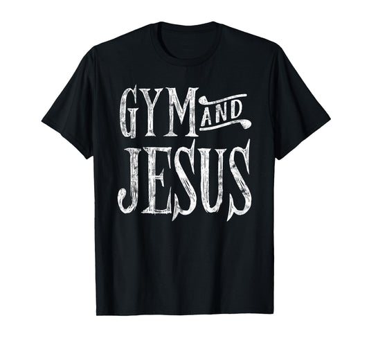 Distressed Gym and Jesus Christian Workout T-Shirt