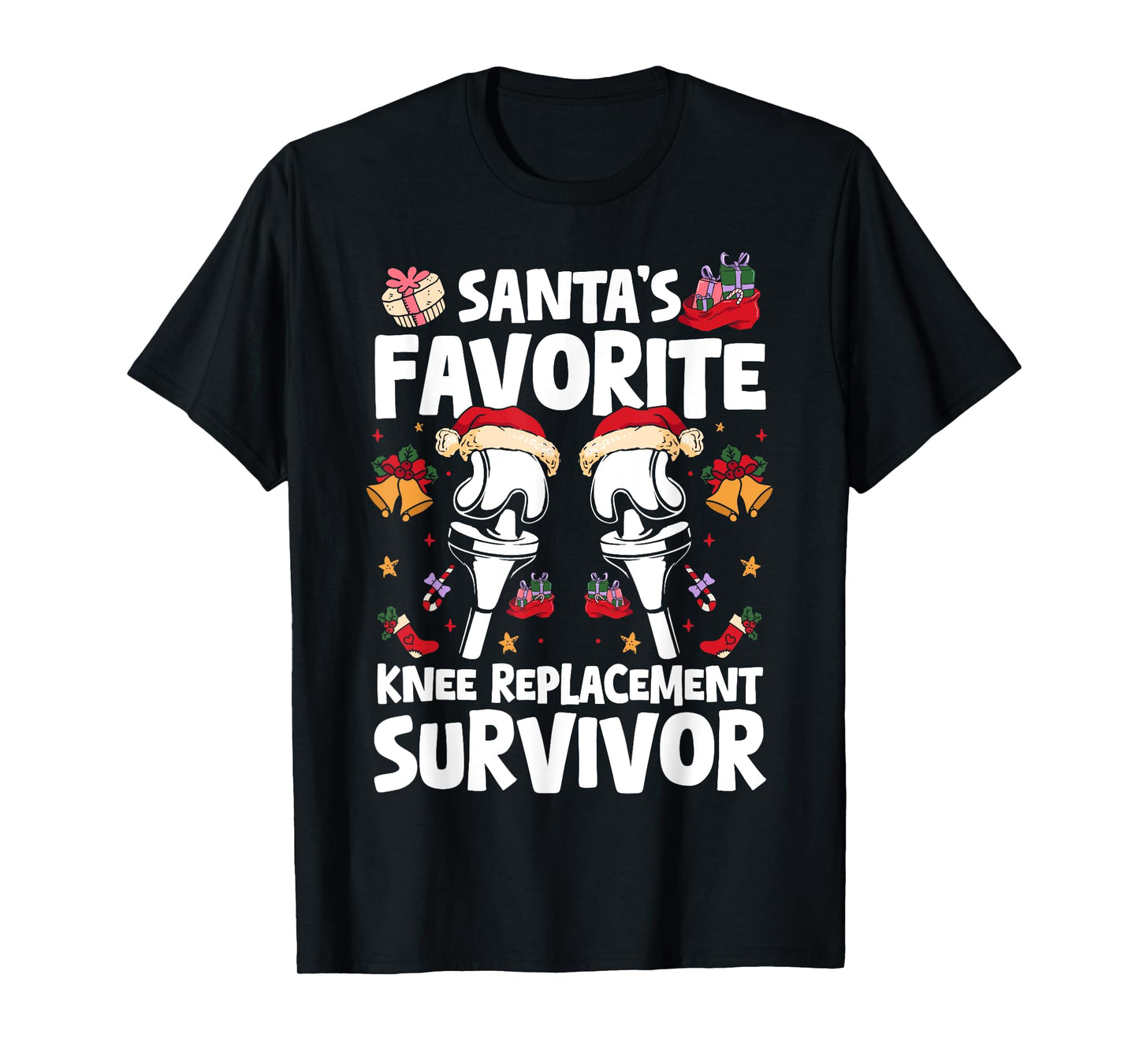 Santas Favorite Knee Replacement Survivor Surgery Xmas T-Shirt