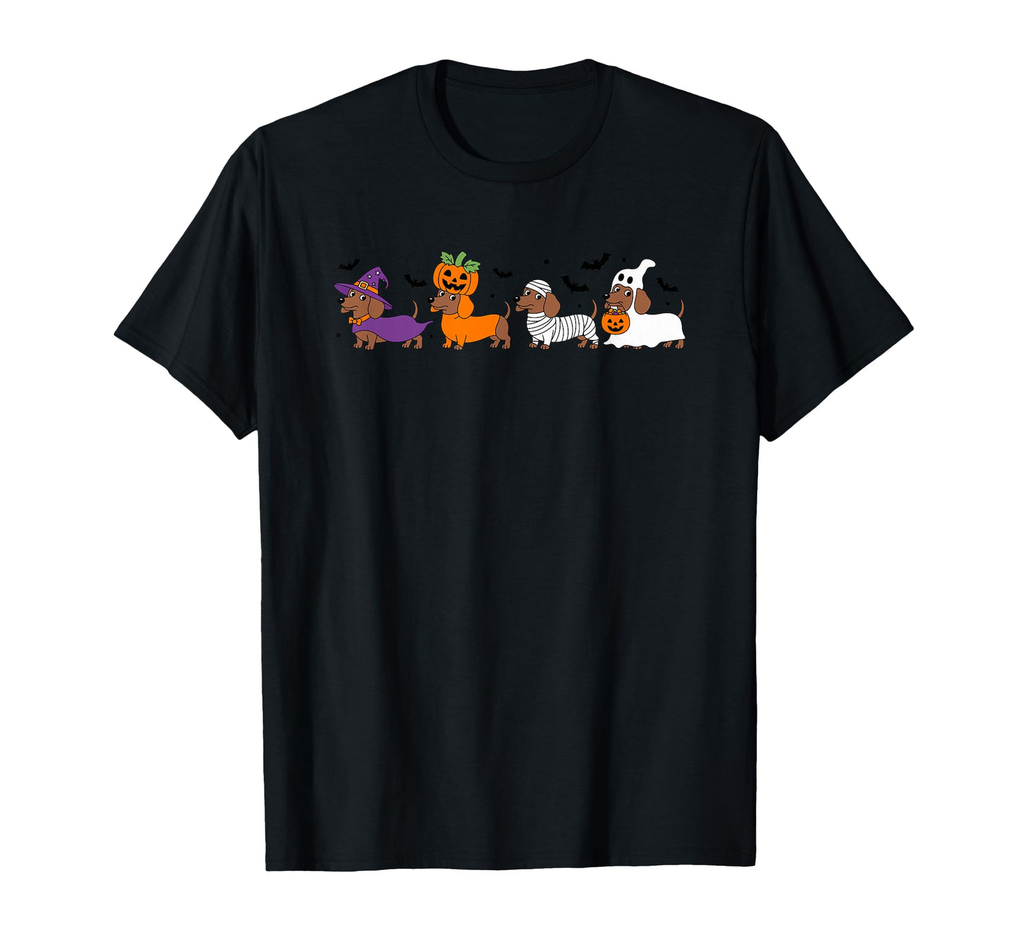 Dachshund Halloween Witch Pumpkin Mummy Ghost T-Shirt