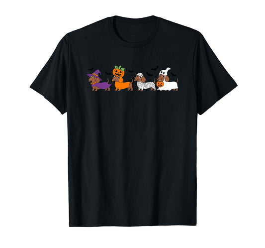 Dachshund Halloween Witch Pumpkin Mummy Ghost T-Shirt