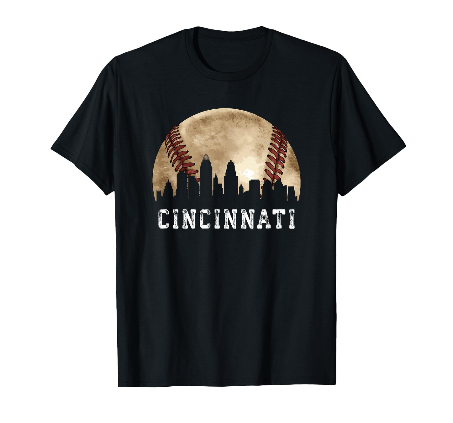 Cincinnati Skyline City Vintage Baseball Lover T-Shirt