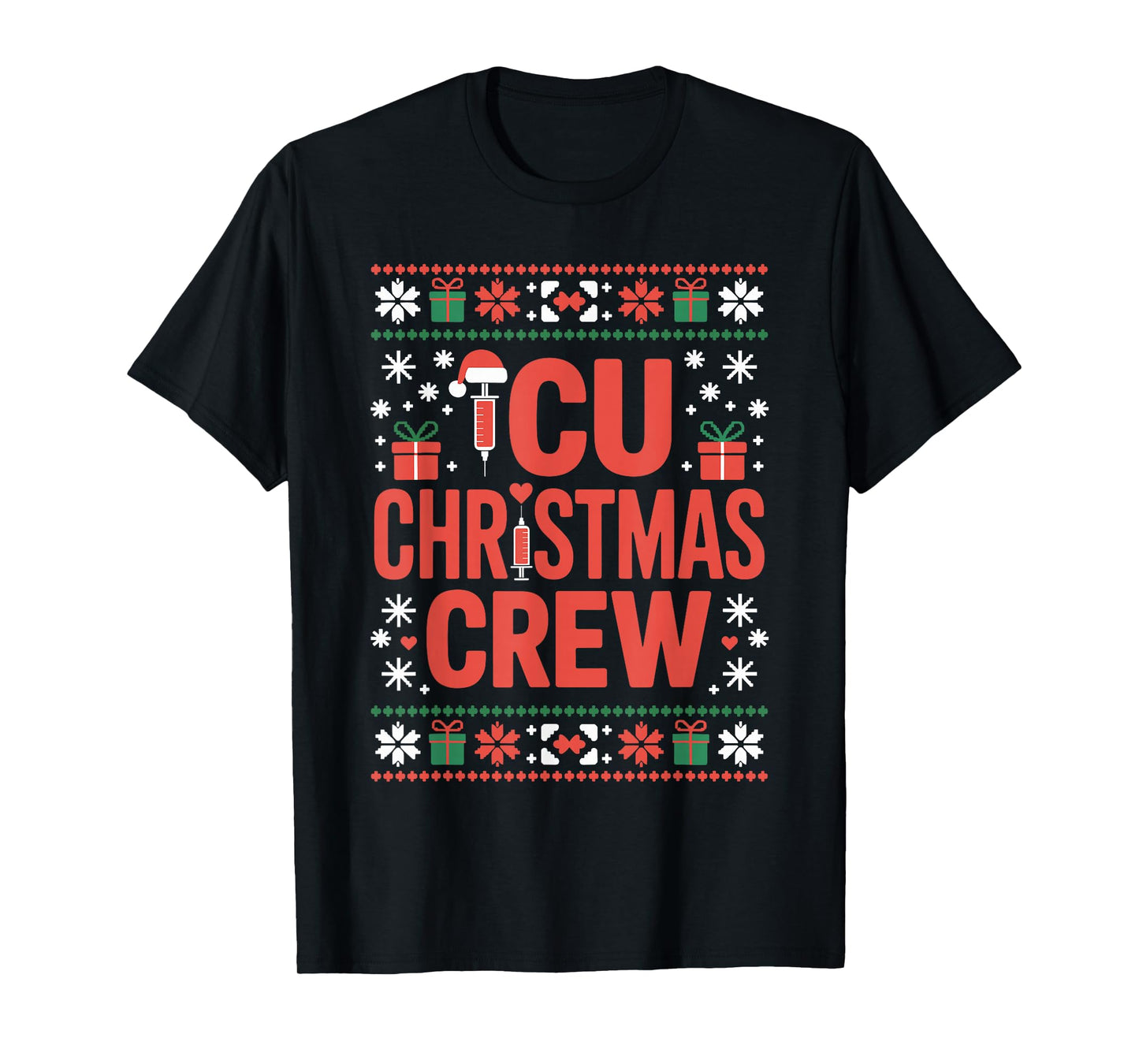 ICU Nurse Ugly Christmas Sweater Critical Care Xmas Nursing T-Shirt