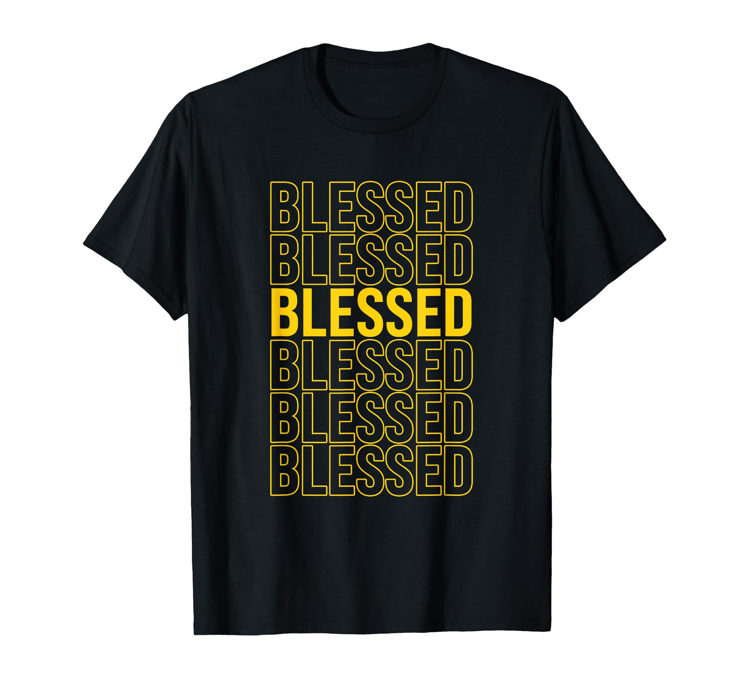 Varsity-Gold Yellow Blessed University-Gold Yellow Graphic T-Shirt